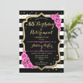 Verjaardags- en pensioenfeest - Zwart Roze Goud Kaart (Staand voorkant)