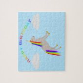 Verjaardags Fantasie Eenhoorn Regenboog en Wolken Legpuzzel (Verticaal)