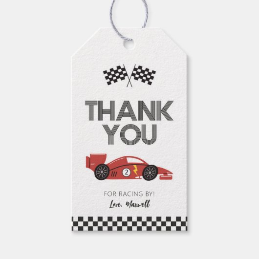 Verjaardags Favorietlabels voor Raceauto Cadeaulabel (Voorkant)