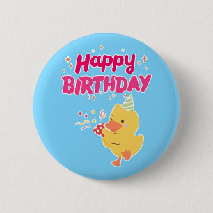 VERJAARDAGS Feestelijke Cute Kawaii Kuiken Baby Ki Ronde Button 5,7 Cm