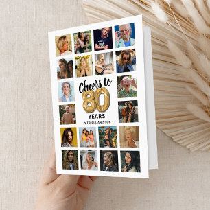 Verjaardags Fotocollagekaart 80ste Verjaardag