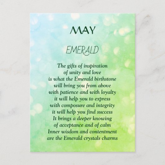Verjaardags geboortesteen Smaragd mei Briefkaart (Voorkant)