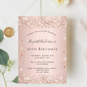 Verjaardags glitter roze gouden metaal glans kaart