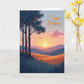 Verjaardags Glow Trees Kaart (Gele Bloem)