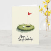 Verjaardags Golf Green Kaart (Gele Bloem)