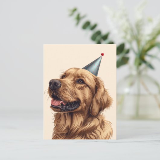 Verjaardags Goud Retriever Hond Briefkaart (Staand voorkant)