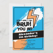 Verjaardags Graffiti Oranje Blauw Cool voor Bruh J Kaart (Voorkant)