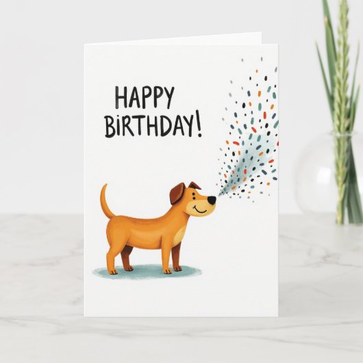 Verjaardags Hond Confetti Kaart (Voorkant)