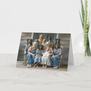 Verjaardags humor hond familiefoto kaart