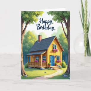 Verjaardags Illustratiekaart van Cottage Kaart