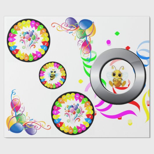 Verjaardags Inpakpapier Hommel (Vlak)