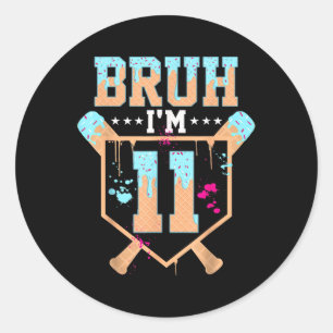 Verjaardags Jongen Honkbal Ijs Drip Bruh Ik Ben 11 Ronde Sticker