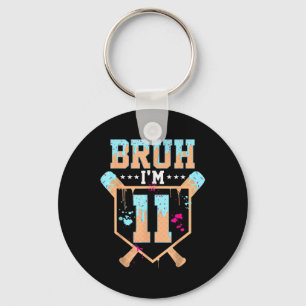 Verjaardags Jongen Honkbal Ijs Drip Bruh Ik Ben 11 Sleutelhanger