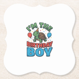 Verjaardags Jongen Schildpad Vintage Feest T-Shirt Kartonnen Onderzetters