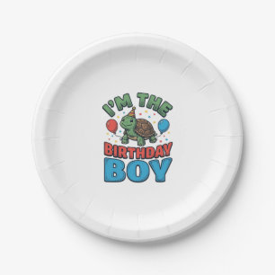 Verjaardags Jongen Schildpad Vintage Feest T-Shirt Papieren Bordje