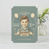 Verjaardags jongen vintage  kaart (Staand voorkant)