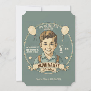 Verjaardags jongen vintage kaart
