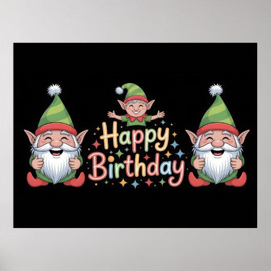 Verjaardags Kabouter en Elf Ontwerp Poster (Voorkant)