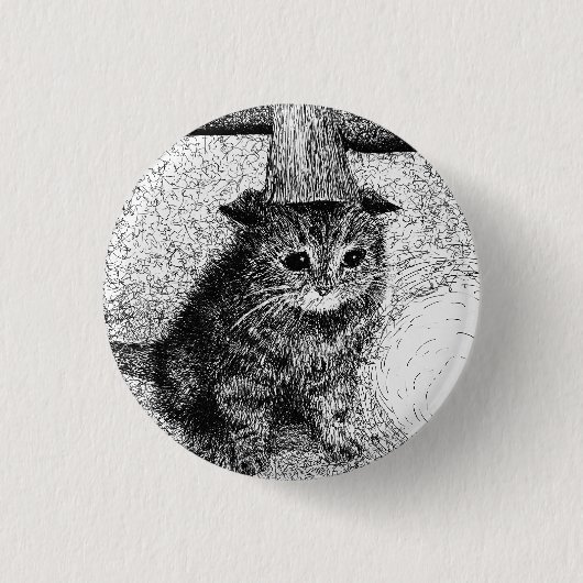 Verjaardags Kat Ronde Button 3,2 Cm (Voorkant)