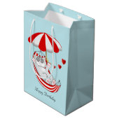 Verjaardags Kitten in Rode & Witte Hangmat Medium Cadeauzakje (Achterkant Gekanteld)