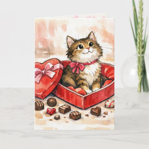 Verjaardags Kitten Zit in een Snoepdoos Kaart