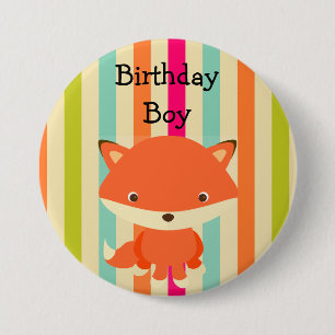 Verjaardags Knop Bos Thema Jongen Ronde Button 7,6 Cm