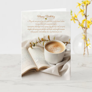 Verjaardags Koffie en Boek met Sentimentele Boodsc Kaart