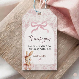Verjaardags Konijn Bedankje Tag voor Baby Meisje Cadeaulabel