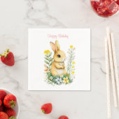 Verjaardags Konijn & Bloemen op Witte Servetten (Insitu)