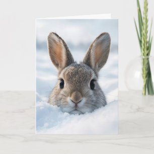 Verjaardags Konijn in een Diepe Sneeuwbank Kaart