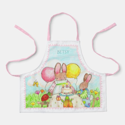 Verjaardags Konijn Kinderschort Schort (Voorkant)