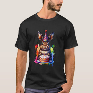 Verjaardags Konijn - Konijn met Feestmuts en Taart T-shirt
