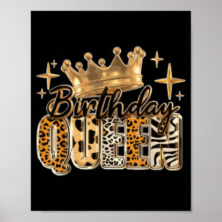 Verjaardags Koningin Gouden Kroon Amerikaanse Afro Poster