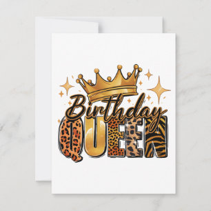 Verjaardags Koningin met Gouden Kroon Luipaard Bedankkaart