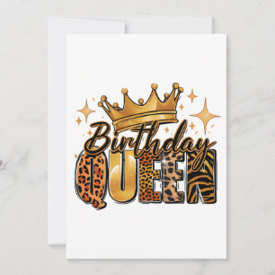 Verjaardags Koningin met Gouden Kroon Luipaard Feestdagenkaart