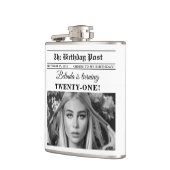 Verjaardags Krant Leuk Zwart & Wit Foto Heupfles (Links)