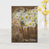 verjaardags margrieten en vlinder kaart (Gele Bloem)