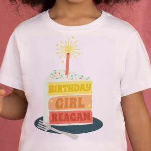 Verjaardags Meisje Taart en Kaars Kind Bday T-shirt