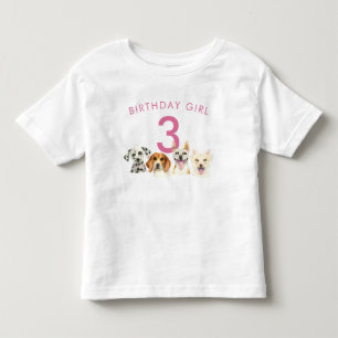 Verjaardags Meisje Waterverf Puppy Dogs Kinder Shirts