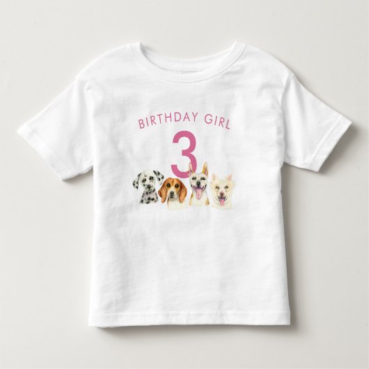 Verjaardags Meisje Waterverf Puppy Dogs Kinder Shirts (Voorkant)