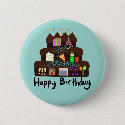 Verjaardags Neurale Netwerk voor nerds Ronde Button 5,7 Cm (Voorkant)