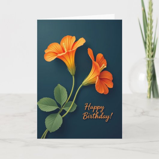 Verjaardags Oranje Bloesem Kaart (Voorkant)