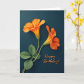 Verjaardags Oranje Bloesem Kaart (Gele Bloem)