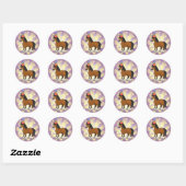 Verjaardags Paard Ronde Sticker (Vel)