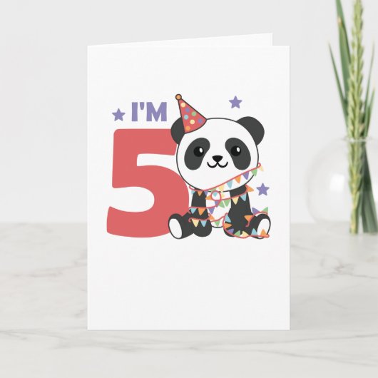 Verjaardags panda voor kinderen 5 jaar kaart (Voorkant)