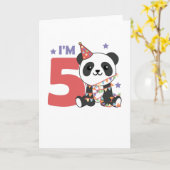 Verjaardags panda voor kinderen 5 jaar kaart (Gele Bloem)