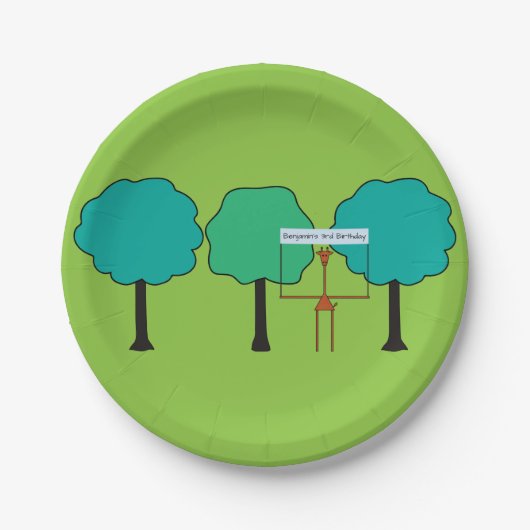 Verjaardags papieren bord Jungle Animals - Giraffe (Voorkant)