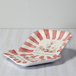 Verjaardags papieren borden met vintage circus die bordje