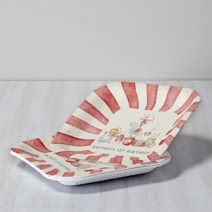 Verjaardags papieren borden met vintage circus die bordje