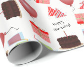 Verjaardags Patroon in Rood Inpakpapier (Rol Hoek)